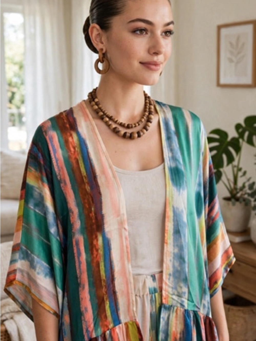 Women’s Umgee Multicolor Striped Open-Front Kimono - Brand